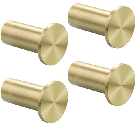SAYAYO 4PCS Coat Hooks Screw-in Bathroom Towel Robe Hook, SUS304 Stainless Steel Heavy Duty Door Hanger Hat Clothes Closet Sponges Holder for Kitchen Home, Gold Finished