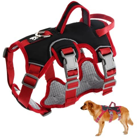 Wisebom Mehrzweck-hundegeschirr, Ausbruchsicheres Anti Zug Hundegeschirr, Anti Zug Geschirr Hund Sicherheitsgeschirr, Hundegeschirr Kleine Hunde für Kleine Mittelgroße Hunde (Schwarz, L)