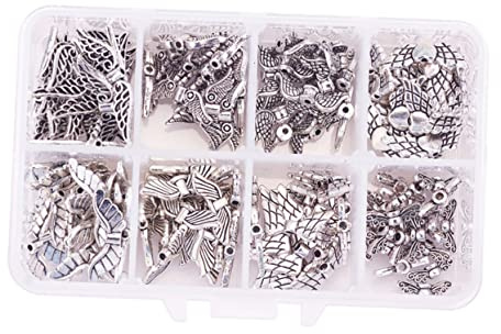 Flügelperlen aus Legierung, 160 Stück, Silber, Schmuckzubehör | Armbänder und Halsketten, Bastelmaterial für Selbstgemacht Schmuck, Perlenzubehör