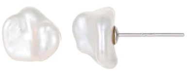 JaruJaru Stecker Ohrringe mit Button Zuchtperlen | S925 Sterling Silber Stecker mit Flachdesign | Hypoallergen & Hautfreundlich | Minimalistische Ohrringe für empfindliche Ohren | Bequem zum Schlafen