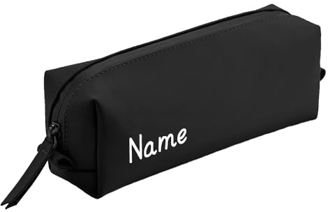 Elefantasie Personalisierte Federmappe mit Name Bedruckt - Stifte Etui für Schule - Geschenk zur Einschulung (Schwarz, Name/Wort)