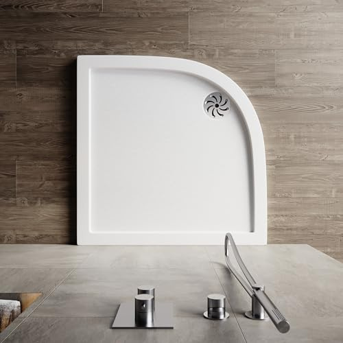 SONNI Oval Duschwanne, 90x90x4 cm, SMC, Rutschfeste Design, Ohne Siphon | Praktische Duschwanne mit durchdachtem Design für eine komfortable Nutzung und moderne Badgestaltung, Ohne Siphon