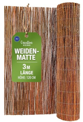 Creative Home Weidenmatte Balkon Sichtschutz Weide 120 x 300 cm (H x L) | Sichtschutz Zaun | Sichtschutzmatte Garten | Sonnenschutz Balkon Windschutz Terrasse Gartenzaun