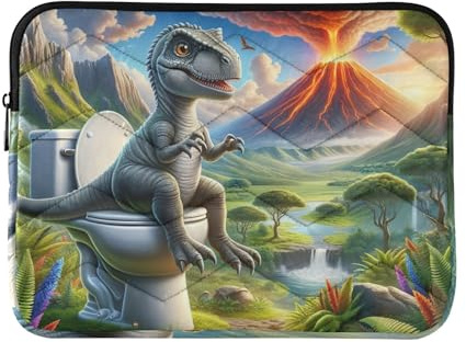 Funny Dinosaur Toilet Scene Laptop Cases Laptop Case Briefcase Carrying Cover Large