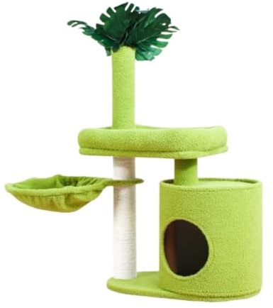 Cat Tower Tree House Cat Tree Tower For Indoor Cats With Sisal Scratching Post Plush House With Artificial Leaves Cat Climbing Frame