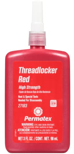 Permatex 27183 High Strength Threadlocker Red, 90 ml