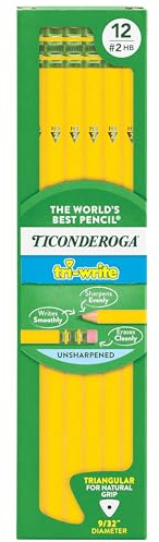 Ticonderoga Tri-Write Wood-Cased Pencils, 2HB Soft, Yellow, 12 Count