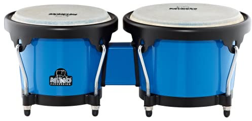 Nino Percussion Molded Bongo Plus - Musikinstrument für Kinder ab 5 Jahren - 2 Handtrommeln - ABS Kunststoff, Blau (NINO17B-BK)