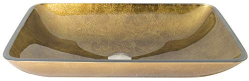 VIGO Rechteckiges Glaswaschbecken fürs Badezimmer, Kupferfarben