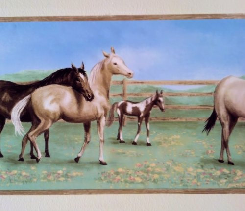 Horse Farm Field Wallpaper Wall Border- Light Edge