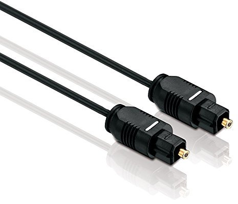 PerfectHD Toslink Kabel | 2,2 mm | Optisches Digital-Audiokabel | 2X Toslink Stecker | SPDIF | LWL Digitales Lichtwellenleiter Kabel | 2,2 mm Durchmesser | Schwarz | Länge 2 Meter