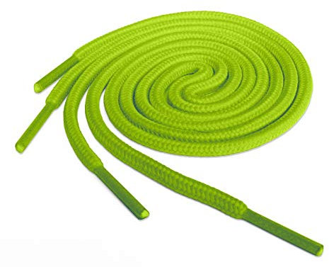 Lacestar Round Boots Shoelace, 4mm Diameter Outdoor Work & Hiking Boots Shoe Laces, Premium Round Shoelaces for Trainers Shoes (Lime Green 90cm)