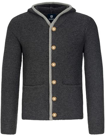 Almbock Herren Strickjacke mit Kapuze, schwarz anthrazit, Größe M