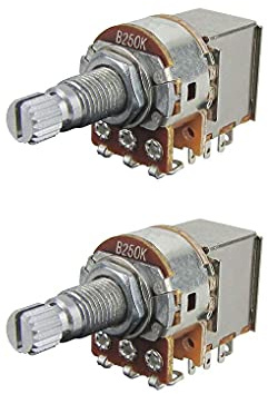 FLEOR B250K Push-Pull-Potentiometer Linear Taper Pots 18 mm lange geteilte Welle für Teile des E-Gitarren-Steuerschalters, 2er-Pack