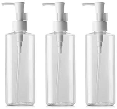 50 ml/100 ml/120/150 ml/200 ml nachfüllbar Kunststoff klar flach Pumpen Lotion Creme Cleansing Öl Spender Flasche Reise Flaschen Pumpe Flasche Make Up kosmetische Behälter-Halter 3 Stück