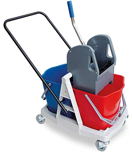 BRB Reinigungswagen-Set Profi, Handhebel-Presse, 2 Eimer je 17 Liter