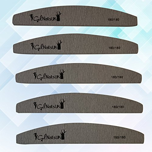 Gelnailsuk 5pcs Grey Nail Files Buffer Sanding 180/180 Grit Zebra Moon Emery Board Nail Art Tips Manicure Pedicure