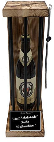 statt Schokolade Frohe Weihnachten | Geschenke | Eiserne Reserve mit Franziskaner Weissbier naturtrüb Black Edition incl. Säge | Das lustige Geschenk für Weihnachten