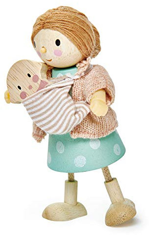 Tender Leaf Toys Mrs Goodwood and her Baby - Flexible Wooden Dolls House Doll …