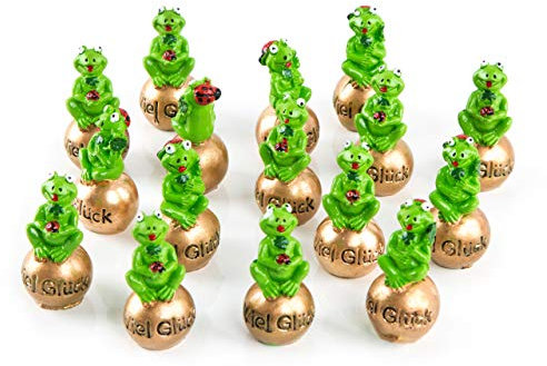 Logbuch-Verlag 16 kleine Frösche Figuren Geschenk Silvester Weihnachten Neujahr Glücksbringer Viel Glück Text Freunde Kinder give-Away
