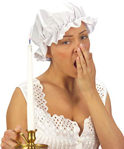 Horror-Shop Mittelalterliche Schlafhaube Weiß als Kostümzubehör für Karneval und Mottoparties