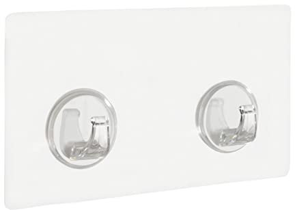WENKO Static-Loc® Hakenleiste Transparent, Befestigen ohne Bohren, Wandhaken-Leiste für griffbereite Aufbewahrung von Handtüchern, aus strapazierfähigem Kunststoff in Transparent, 14,5 x 2 x 8 cm