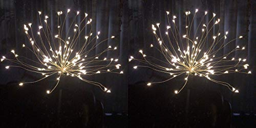 2 Stück Feuerwerk LED-Leuchten Wasserdichte Lampe Solarbatterie Kronleuchter für Weihnachtsfeiern im Freien Hochzeit Rasen Home Decoration