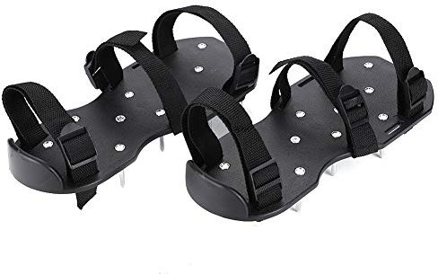 Ejoyous Rasenlüfter, Rasenbelüfter Schuhe Vertikutierer Rasen Nagelschuhe mit Verstellbare Gurte und Metal Universalgröße Stachelschuhe für Rasen Hof Aerifizierer Gartenschuhe