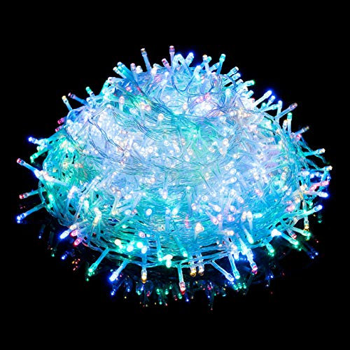 Nataland Catena Luminosa 1000 Led – 55 Metri Da Interno Ed Esterno, Serie Trasparente Con Controller 8 Funzioni, Per Illuminazione Casa, Vetrine e Albero di Natale (Multicolor, 1000 Led - 55 Metri)
