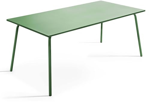 Oviala Gartentisch Palavas grün rechteckig 180 x 90 x 72 cm Stahl 8-Sitzer