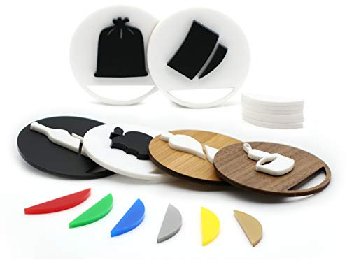 Signs - Design Kit, 6 pièces, personnalisables - Autocollants pour tri sélectif, étiquettes adhésives poubelle tri selectif, à relief pour déchets et recyclage