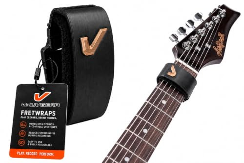 Gruv Gear Fret Wrap & Guitar Mute, Fretwrap for Acoustic, Electric & Bass | String Dampener Recording, Tapping & Practice Accessory (1 Pack, Small Black and Bronze, Fits 4 String Bass, 6 String