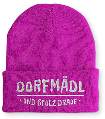 tshirtladen Dorfmädl und stolz Drauf Wintermütze Beanie Mütze für Damen und Herren, Farbe: Pink