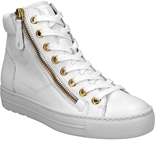 Paul Green Damen, Frauen High-Top Sneaker,Freizeitschuhe,Turnschuhe,Laufschuhe,schnürschuhe,high top Sneaker,mid Cut,Weiß (White/ORO),39 EU / 6 UK