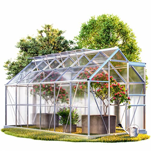 Gardebruk Serra Giardino Alluminio con Base 7,2m² 380x190cm 11,73m³ 4 Lucernari Orto Piante Esterno