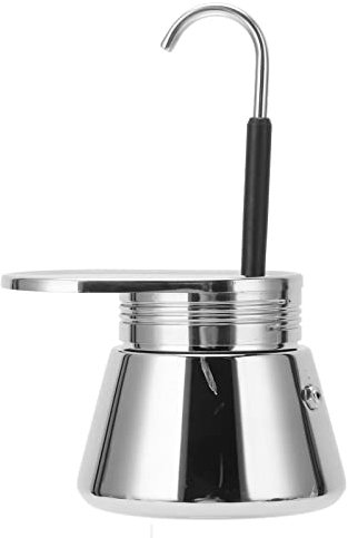 Qcwwy Moka-Kanne mit Einzelauslauf, 200 Ml, Klassische Italienische Kaffeemaschine, Edelstahl-Espressomaschine, Moka-Herd, Tragbare Kaffeemaschine für Zuhause, Café, Büro(50ml)