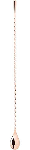 Mixing Spoon Stainless Steel Professional Cocktail Bar Tool Japanese Style Teardrop End Design, Long Attractive Spiral Design Perfect for Mixing and Layering Drinks for Coffee(15.7'', Rose Gold)