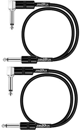 Augioth 45 CM 18 Inch Guitar Patch Cable Performance Guitar Effect Pedal Cables Straight to Angled 2Pack