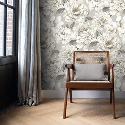 RASCH (U.K) Limited Dimension Large Floral Wallpaper - Modern for Living Room, Bedroom, Fireplace Decorative Luxury Nature Wall Paper with Delicately Illustrated Flowers (Pink/Off White), 283760
