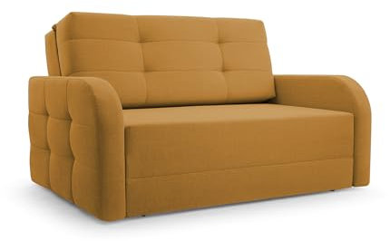 mb-moebel MOEBLO Kindersofa Porto 120 – Schlafsessel Sofa Sessel Jugendsofa Schlafsofa 2-Sitzer Gästebett mit Schlaffunktion und Bettkasten Gelb (BRAGI 68)