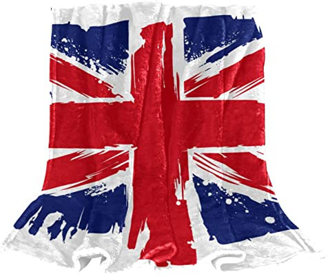 TBOUOBT Bettwäsche-Fleece-Decke, dekorativ für Schlafzimmer-Sofa-Boden,Britische Flagge Union Jack