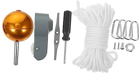OFFSCH 1set Stainless Steel Flag Pole Accessories Kit Complete Flag Pole Rope Repair Flagpole Ball for Outside House Garden Yard, Residential or Commerical Kit, 1.5 * 1.5 * 11.8cm
