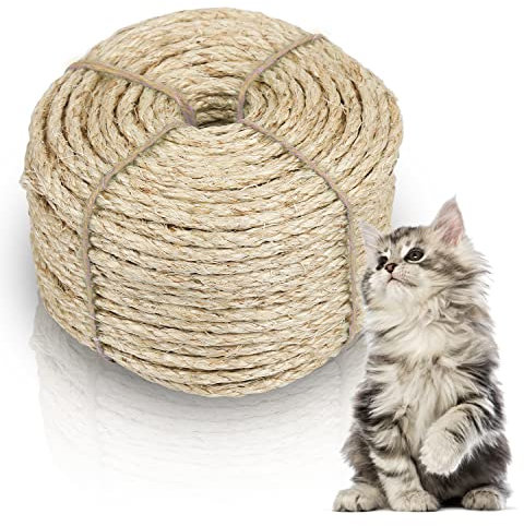 Eulenke Kratzbaum, sisalseil für kratzbaum 8MM, Natur Sisal Seil für Katzen, kratzbaum zubehör für Katzen, Kratzseil Haushalt, Mehrzweckseil DIY Kunst-Handwerk, Dekoration (8mm, 30m)