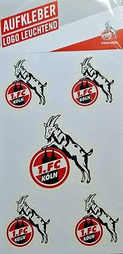 1. FC Köln Leuchtsticker-Set - Logo - 5tlg Aufkleberkarte nachtleuchtend Aufkleber Sticker - Plus Lesezeichen I Love Köln