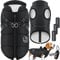 LOVPET® Hundejacke Hundemantel mit Geschirr, inkl. 45 Stück Kotbeutel + Spender, Hunde Winterweste gefüttert wasserdicht, Gepolsterte Weste Mit Brustgurt, Reflektoren, D-Ring XL, Schwarz