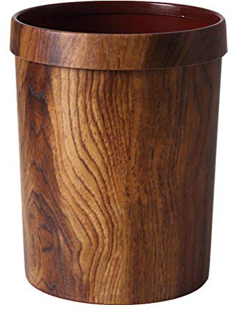 Poubelle en plastique, poubelle à grains de bois mimétique, corbeille à déchets en bois imité, poubelle rustique, poubelle vintage for la maison, , la salle de bain, le bureau ( Color : Light Brown ,