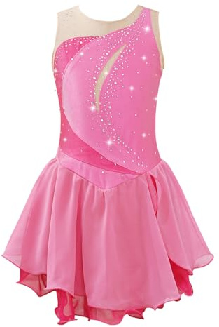 Vestito da Pattinaggio Artistico Bambina Body Danza Classica Rosa 9-10 Anni