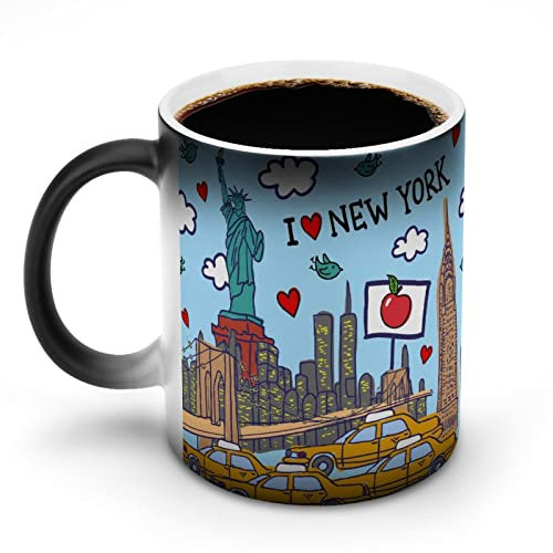I Love New York Customize Magic Heat Changing Mug Ceramic Cup Coffee Mugs Heat Sensitive Funny Gift