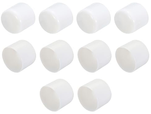 QUARKZMAN 10 Stück Gummikappen, 50mm Rohrstopfen Endkappe Rund Schutzkappen Pfostenkappe Abdeckkappen Zaunpfosten Endspitze Kappen für Gartenstühle Tischbeine Möbelfüße Gleiter, Weiß