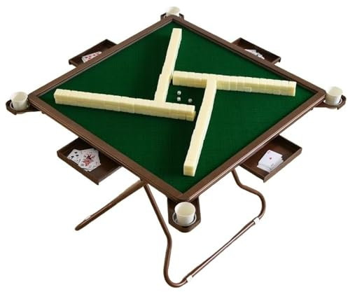 Cashwise Klappbarer Mahjong-Tisch, Kartentisch für 4 Spieler mit Getränkehaltern und Schublade, tragbarer Multifunktions-Brettspiel-Domino-Tisch für Mahjong, Poker und Blackjack